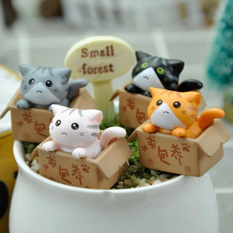 

Cute Mini Cat Ornament Garden kitten Ornament Gift For Kids children baby room Decoration toy Miniature Figurines home decor 1PC