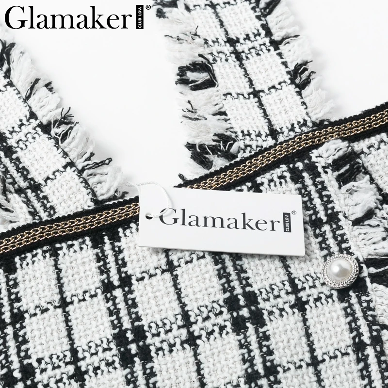 Glamaker, твидовая юбка-шорты с бахромой на ремешке, юбка с высокой талией, новинка, мини-юбка, женские сексуальные вечерние юбки на лямках для клуба