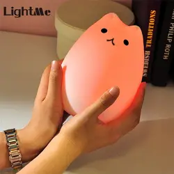 Премиум 7 цветов Кот LED USB дети животных ночник Силиконовые Мягкий мультфильм детские ясли лампа дыхание свет в ночь