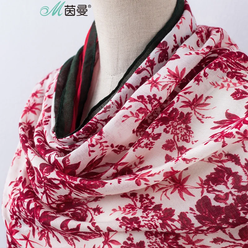 

INMAN 2019 Spring Summer Flower Print Elegant Desgin All Matched Lady Polyester Fiber Soft Material Scarf