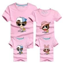 1 Piece Family Look Cartoon T Shirts Tees 2016 Family Matching Outfits Mother Daughter Son Father