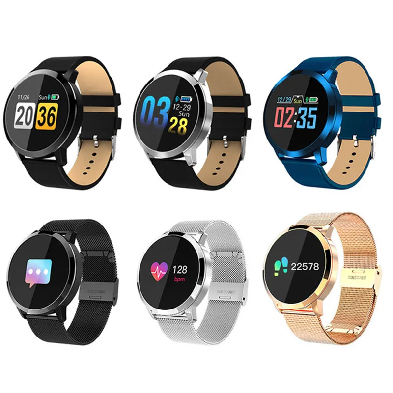 

Q8 Color Screen Bluetooth Smart Watch Stainless Steel Waterproof Wearable Device Smartwatch Wristwatch Men Women Fitness Tracker
