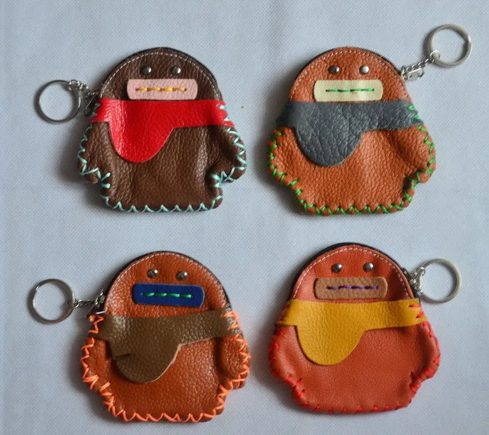 Mini leather coin purse keychain women&#39;s bags coin case,penguin keychain wallet silk unique coin ...