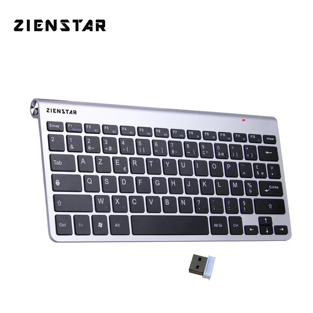 Zienstar AZERTY, ультра тонкая беспроводная клавиатура на французском языке 2,4G для Macbook/PC компьютера/ноутбука/Smart tv с usb-приемником