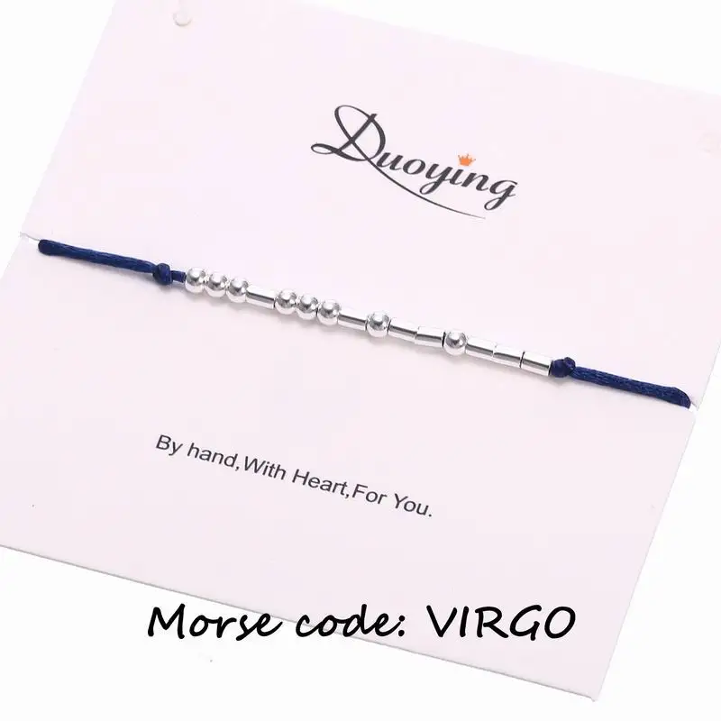 Duoying Morse Code Bracelet VIRGO Personalized Hidden
