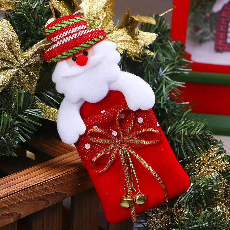 Рождественский подарок мешок для конфет Рождество Дерево Висячие украшения Рождественские чулки Санта Клаус носок Подарочная сумка Декор рождественской елки - Цвет: 1