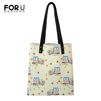 

FORUDESIGNS Women Toets Handbags Cartoon Owl Animal Print Girls Shoulder Bags Casual Large Capacity Travel Storage Package Bags