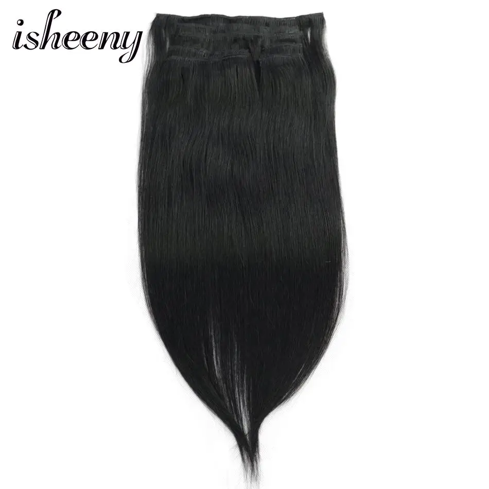 Tanie Isheeny kruczoczarny 7 sztuk zestaw Remy klip na całą głowę 12 \