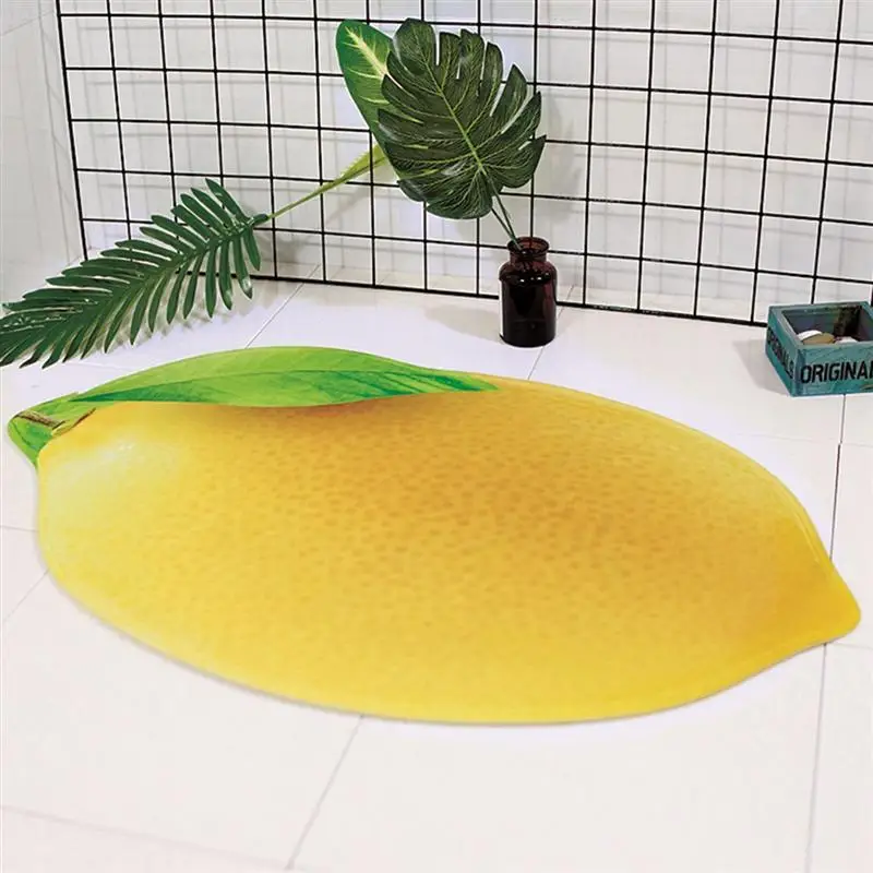 

Bath Floor Mat 3D Fruit Pattern Bathmat Non-Slip Bath Floor Mat Rugs Bathroom Kitchen Water-Absorbing Carpet Bath Mats (Lemon)