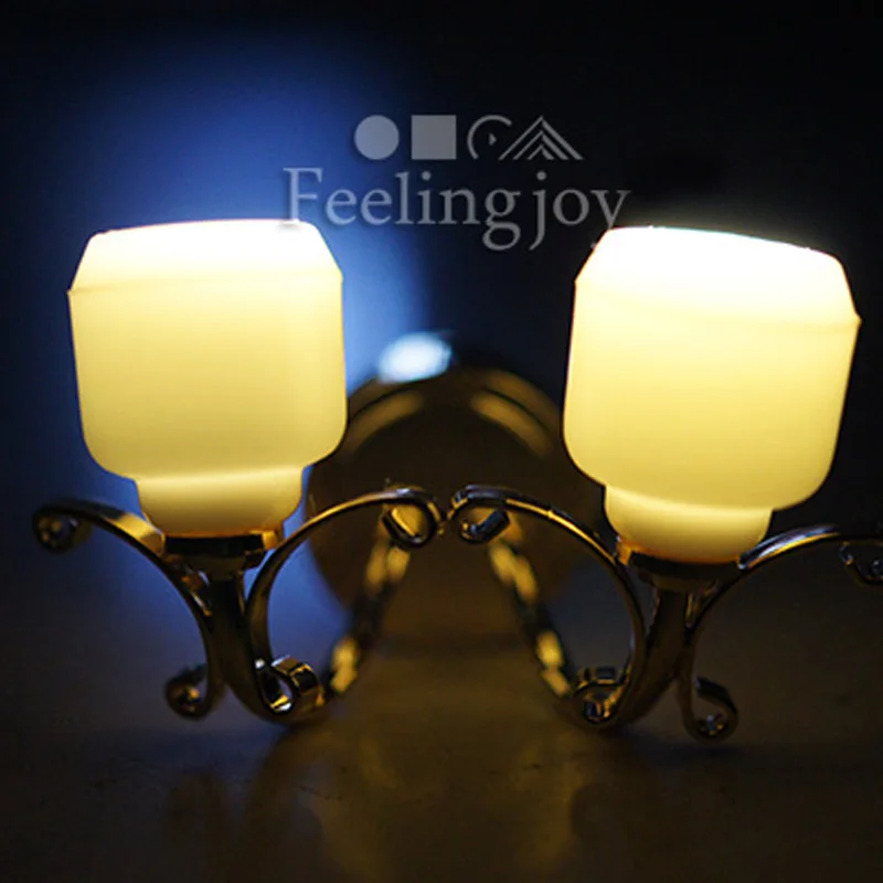 Vintage 1/12 Scale Miniature Dollhouse Wall Lamp LED Light Battery