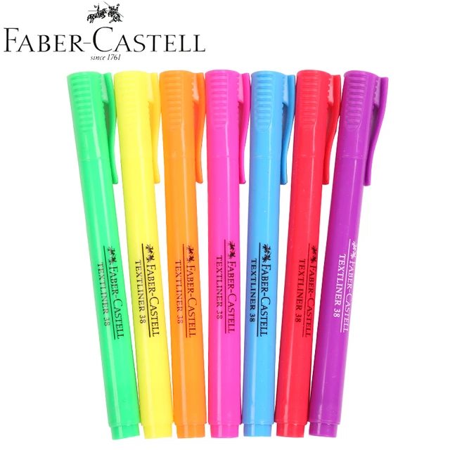 6pcs Faber Castell Highlighter Textliner Pen 1577 Water based Fluorescent Pigment Ink Marker