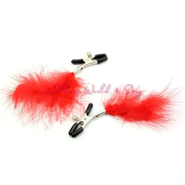 1 Pair New Feather Nipple Clips Breast Stimulate Nipple Clip Massage Fetish Flirt Toys Adult Game Products Erotic Toys For Women (2)