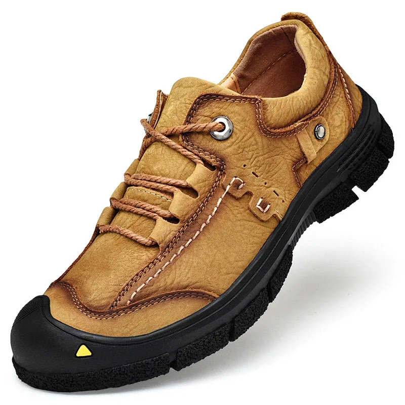 Мужские водонепроницаемые резиновые удобные уличные повседневные туфли мужские кожаные модные мужские туфли черные оксфорды водонепроницаемые - Цвет: brown