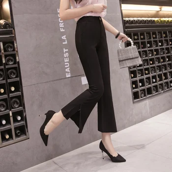 

Female Large Size Pantalon Taille Haute Femme Brief Fashion Split Women's Trousers Elegant Temperament Ol Pants For Women
