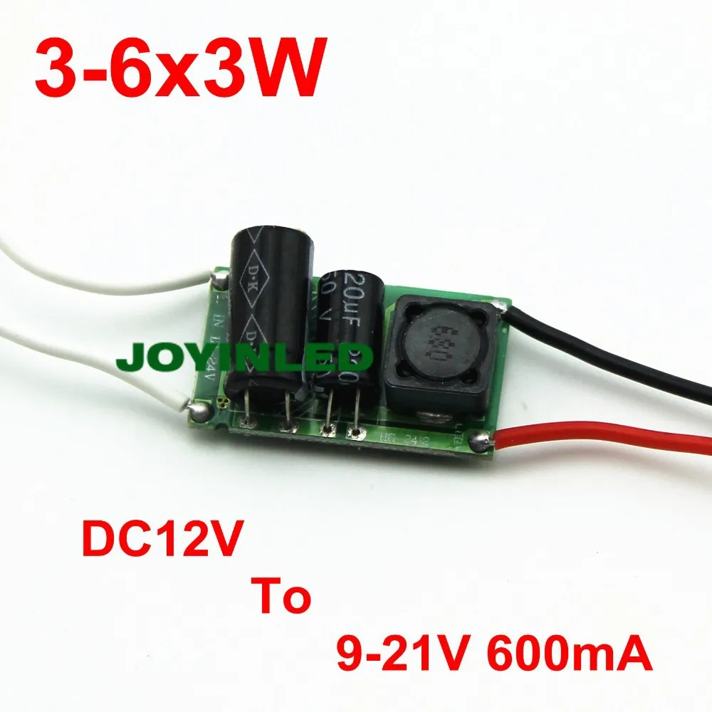 Бесплатная доставка 4 шт. 3-6x3w 12 Вт лампа Питание DC12V до 9-21 В 450-600ma постоянной Напряжение драйвер трансформатор