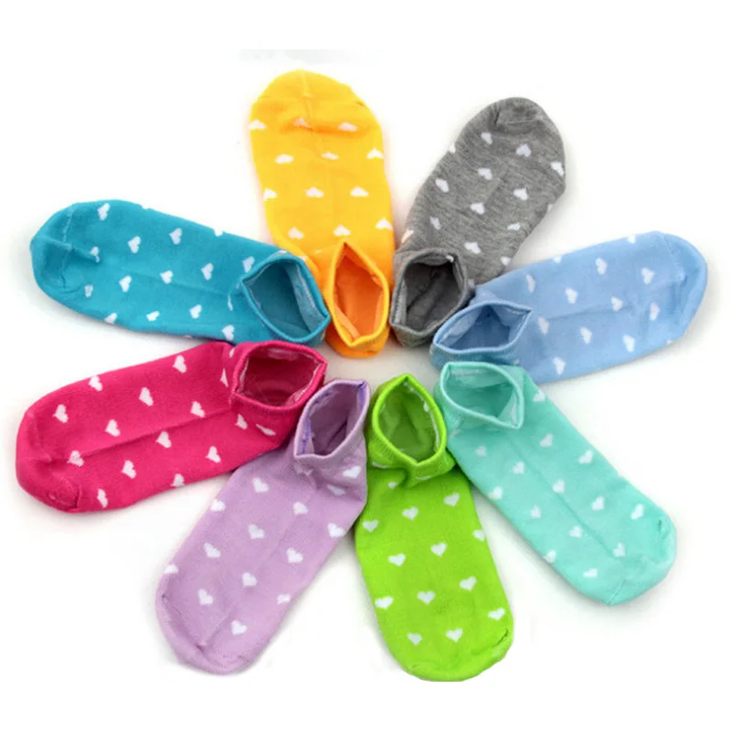 Для женщин носки летние однотонные милые туфли на мульти-Цвет платья в горошек для девочек; милые носки с принтом Для женщин тонкий щиколотка хлопковые носки смесь цветов, 10 шт. = 5 пар в партии
