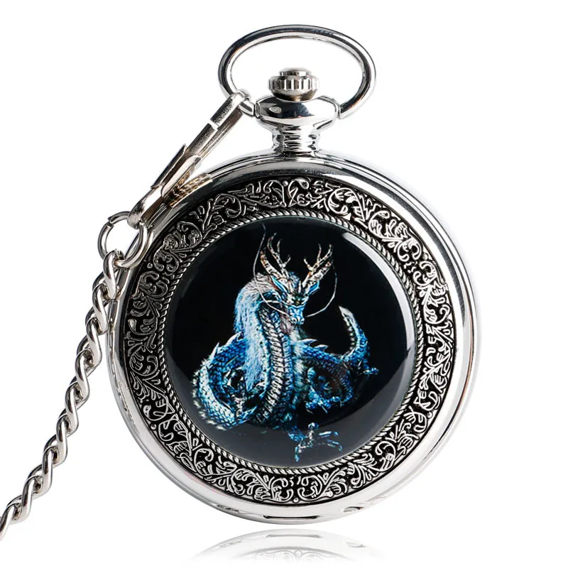 

Monster Theme Mechanical Pocket Watch Awesome Demon Dragon Fob Chain Cool Men Women Pendant Clock Special Gifts for Boys Girls