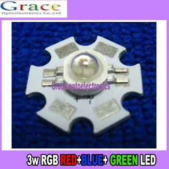 

10pcs x 3W RGB Color High Power LED Chip Emitter Lamp Light with 20mm star base for DIY