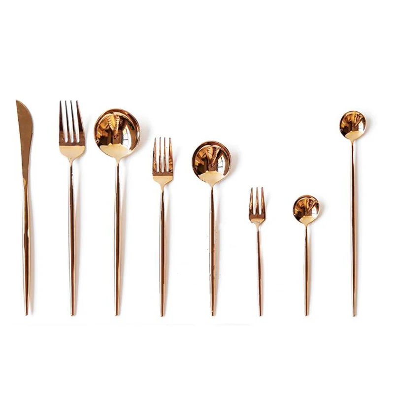 

1PCS Rose Gold Mirror Polishing Stainless Steel Cutlery Western Style Food Steak Fork Dessert Fruit Fork Dining Tableware
