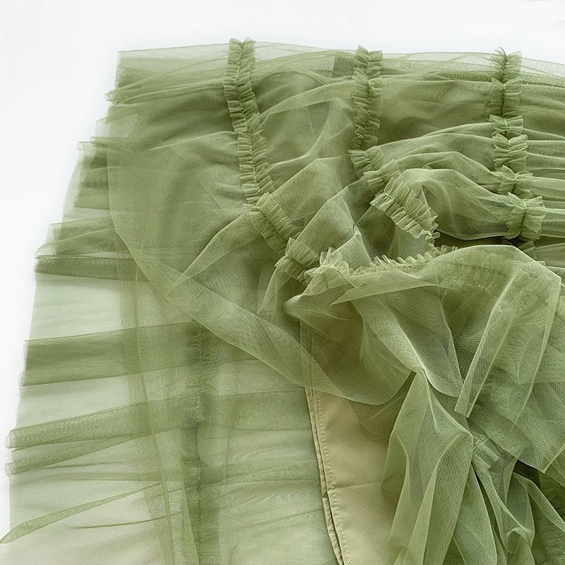 PEONFLY модные Для летних вечеринок юбка с эластичной резинкой на Высокая Талия Длинная женская юбка из тюля с оборками сетка плиссированная юбка-пачка для женщин
