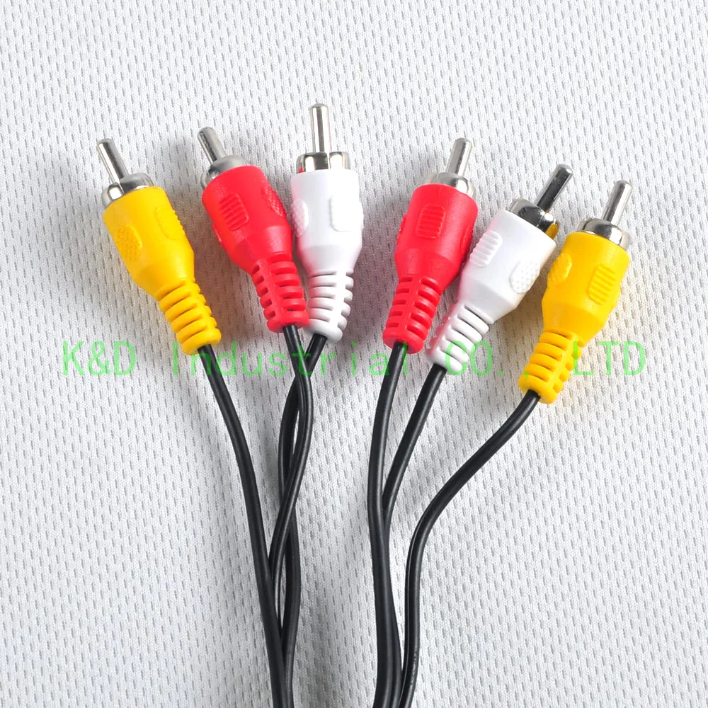 1 шт. черный сырой 3 RCA мужчина к 3 RCA Male 1,5 м адаптер Шнур Джек стерео кабель аудио-видео AV шнур