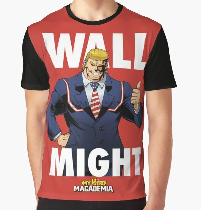 Мужская футболка с принтом Wall Might My Hero MAGAdemia короткими рукавами и круглым вырезом