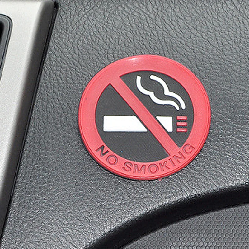 Стайлинга автомобилей, предупреждение о запрете курения логотип резиновые автомобильные наклейки(круглая) из нержавеющей стали