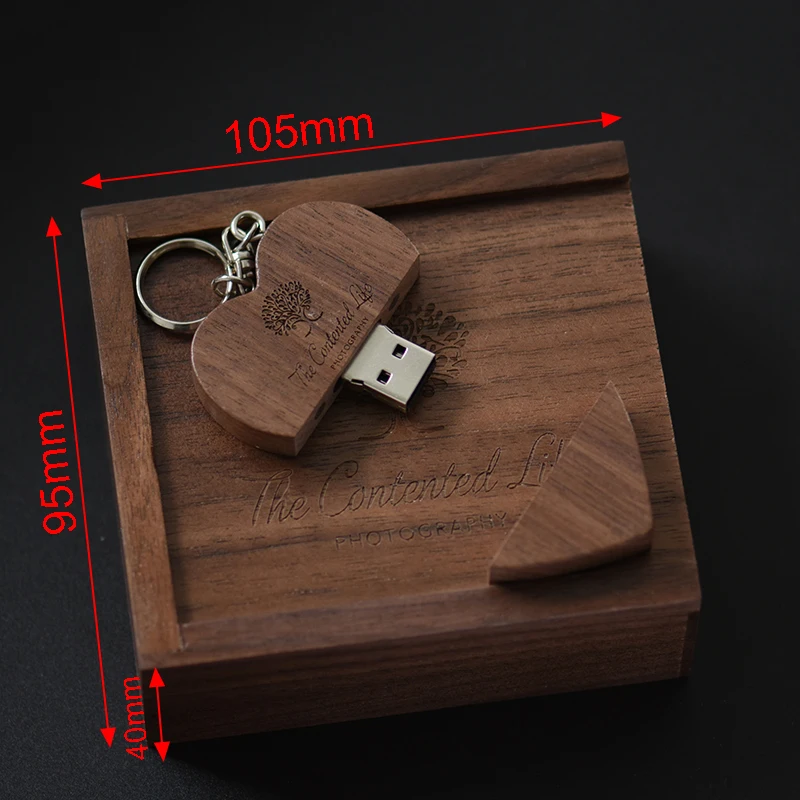 JASTER бесплатный логотип на заказ Деревянный Сердце USB+ коробка USB флэш-накопитель Флешка 16 ГБ 32 ГБ 64 Гб карта памяти фотография свадебный подарок