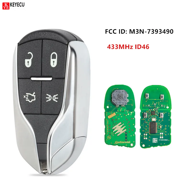 

Keyecu Remote Key Fob Light Button 433MHz ID46 for Maserati Ghibli 2014-2015 Quattroporte 2012-2015 FCC ID: M3N7393490