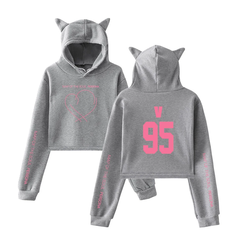 BTS Cat Crop Top Sweatshirts