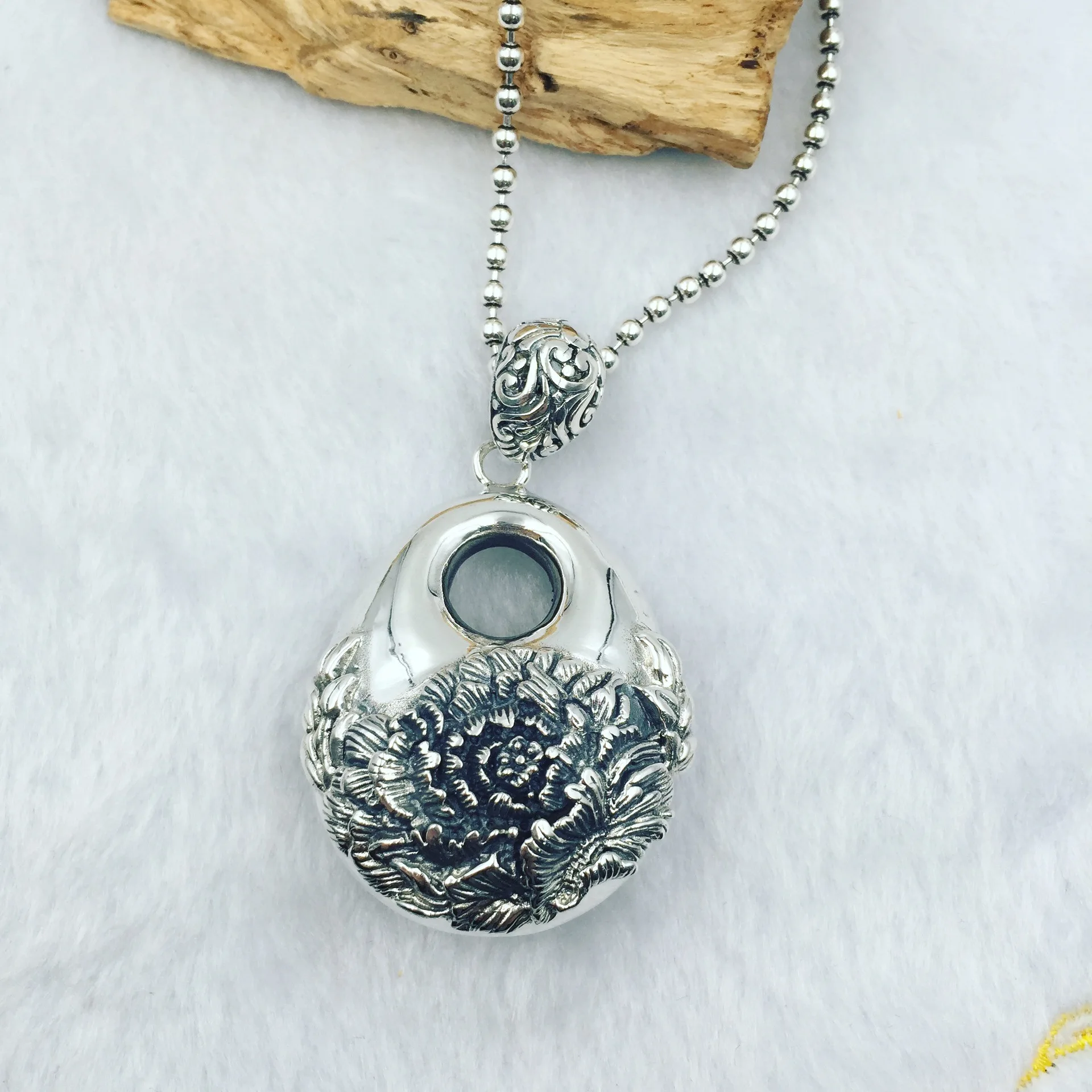 

Large Pendant 925 Sterling Silver Peony Beauty Silver Pendant
