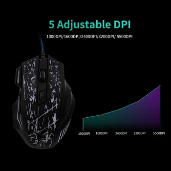 

Wired Gaming Mouse Professional Mouse with 5500DPI with 7 Buttons Ergonomic Grip RGB Light For Office Home Mouse Gamer