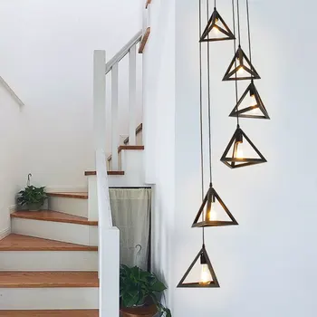 

Stairs lights Simple lamp modern rotary staircase pendant light double building long villa staircase lamp lighting FG37