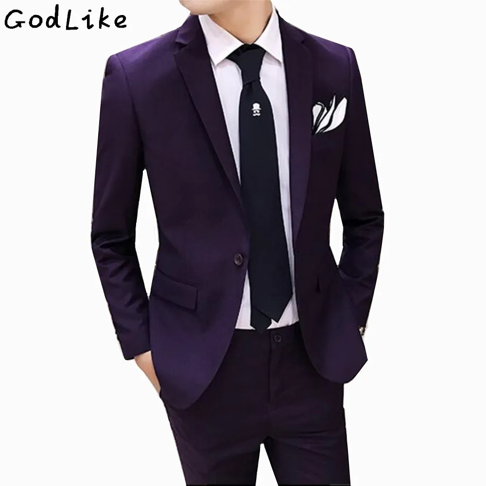 

(Blazer+Pants) Classic Men Suit Slim Fit Pure Wedding Groom Wear Men Suit Black Gentlemen Costume Mariage Homme 4XL 5XL