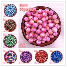 Новые 50 шт 8 мм цветущие круглые акриловые бусины Свободные разделительные бусины для самостоятельного изготовления ювелирных изделий браслет