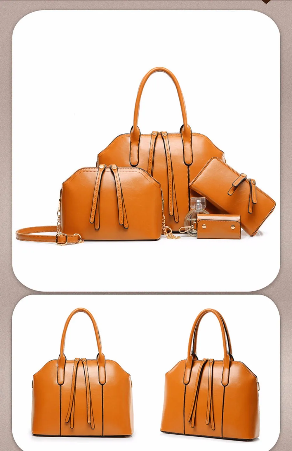 4 Pcs Handbag+Messenger Bag+Purse+Wallet Women Luxury ShoulderBags High Quality PU Leather Top-handle Crossboday Bags Set TTOS (1)