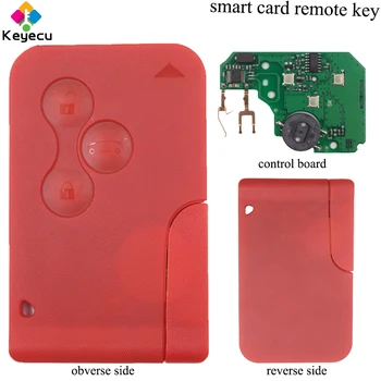 

KEYECU Smart Card Remote Car Key - 3 Buttons & 433MHz & PCF7947 Chip - FOB for Renault Megane Scenic Clio 2003-2003 - Red Color