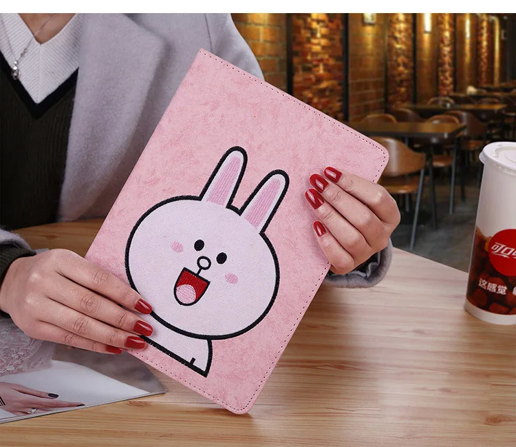 

3D Bulldog teacup dog rabbit Teddy Embroidery Soft Stand Cover Smart Sleep Wake up Flip Case for apple iPad 9.7 (2017) A1822