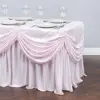 White luxury Table Skirt With Swag for Wedding Use Wedding Table Skirting with drape 6