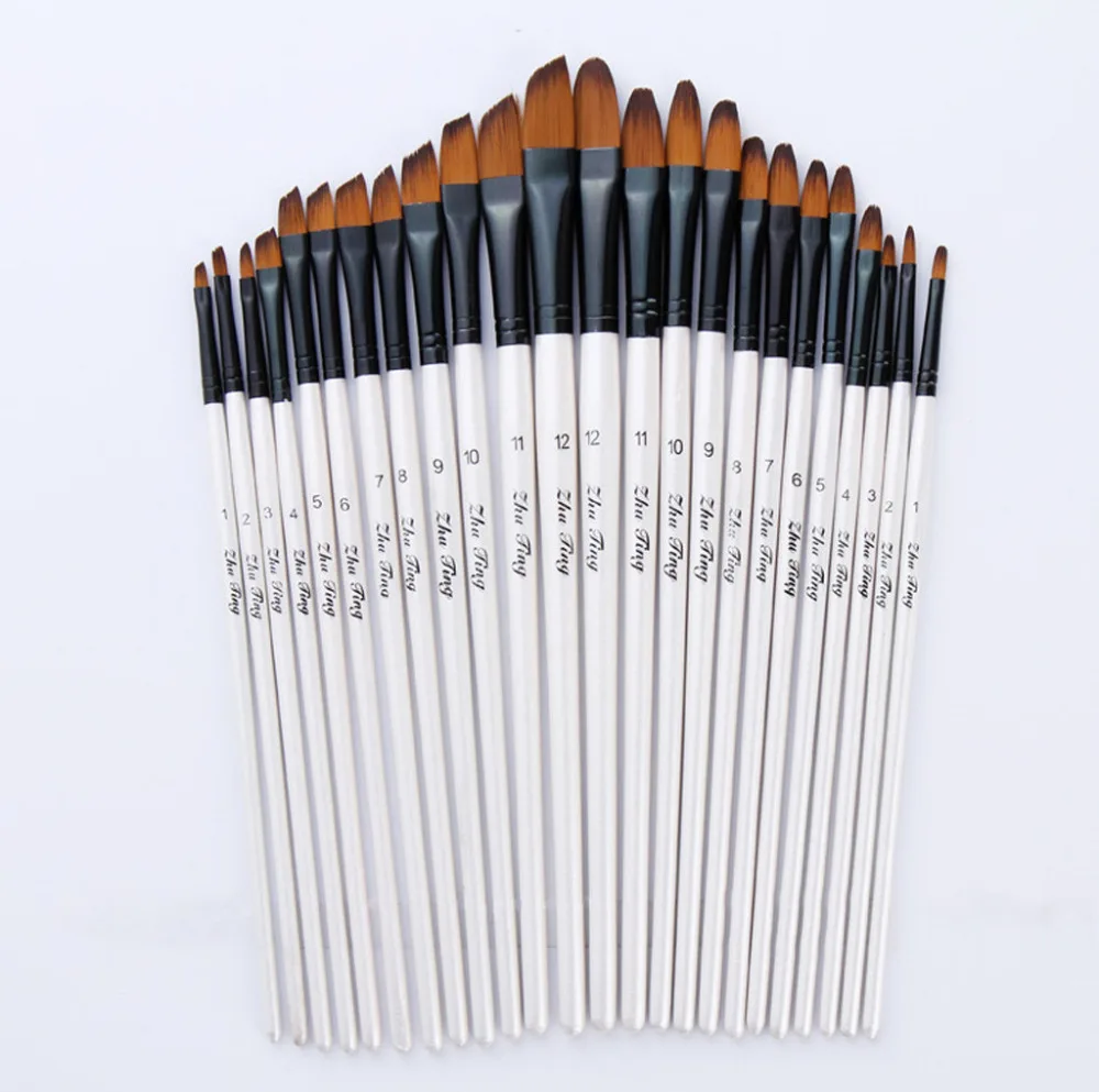 

12Pcs Watercolor Paint Brushes Set Painting Brush Variety Style Short Rod Oil Acrylic Painting Brush Pen Art Supplies