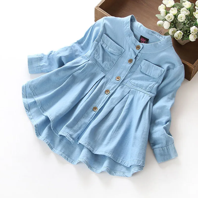 New Spring 2016 Girls blouses&Shirts denim Baby Girl Clothes Casual
