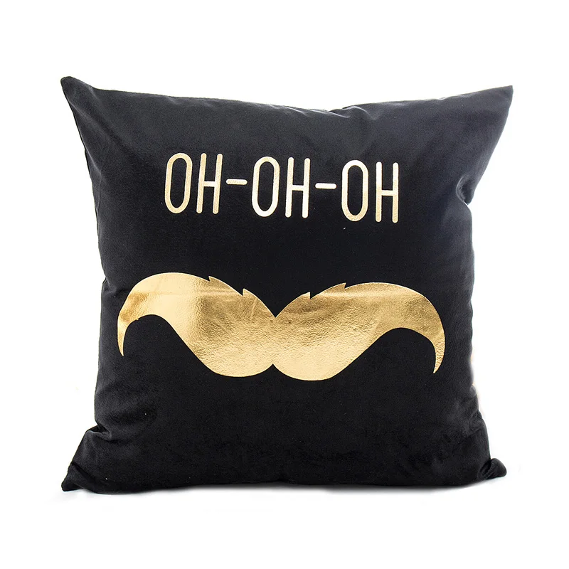 Black Soft Fabric Gold Printed Merry Christmas Pillow Case Christmas Home Party Decoration 45*45cm Christmas Pillowcase