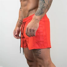 Летние однотонные сетчатые компрессионные быстросохнущие шорты, мужские спортивные штаны для тренажерного зала, мужские шорты для фитнеса, облегающая одежда