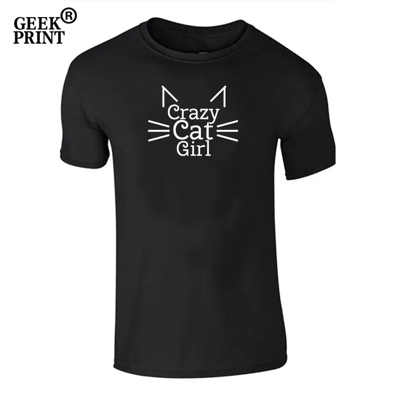 Женская футболка с принтом Crazy Cat lover изображением котенка и животного милый топ