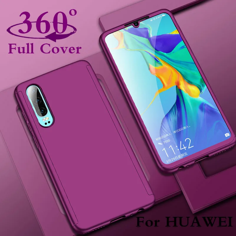 

360 Degree Full Cover Case For Huawei P8 P9 P10 P20 P30 Lite Hard PC Cases For Honor 8X 8C 8A 8 9 10 20 Lite 10i 20i Phone Case