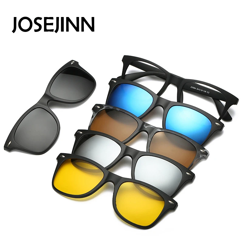 5 In 1 Sunglasses Men Clip On Lens Glasses Polarized Driving