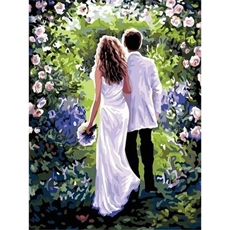 

DIY Framed Oil Painting By Numbers Marriage Pictures Canvas Painting For Living Room Wall Art Home Decor for Wedding
