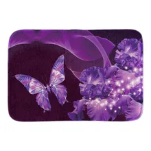 Purple Iris Beauty Butterflies Doormat Spring Landscape Door Mats For Living Room Bedroom Soft Short Plush Fabric Floor Mats