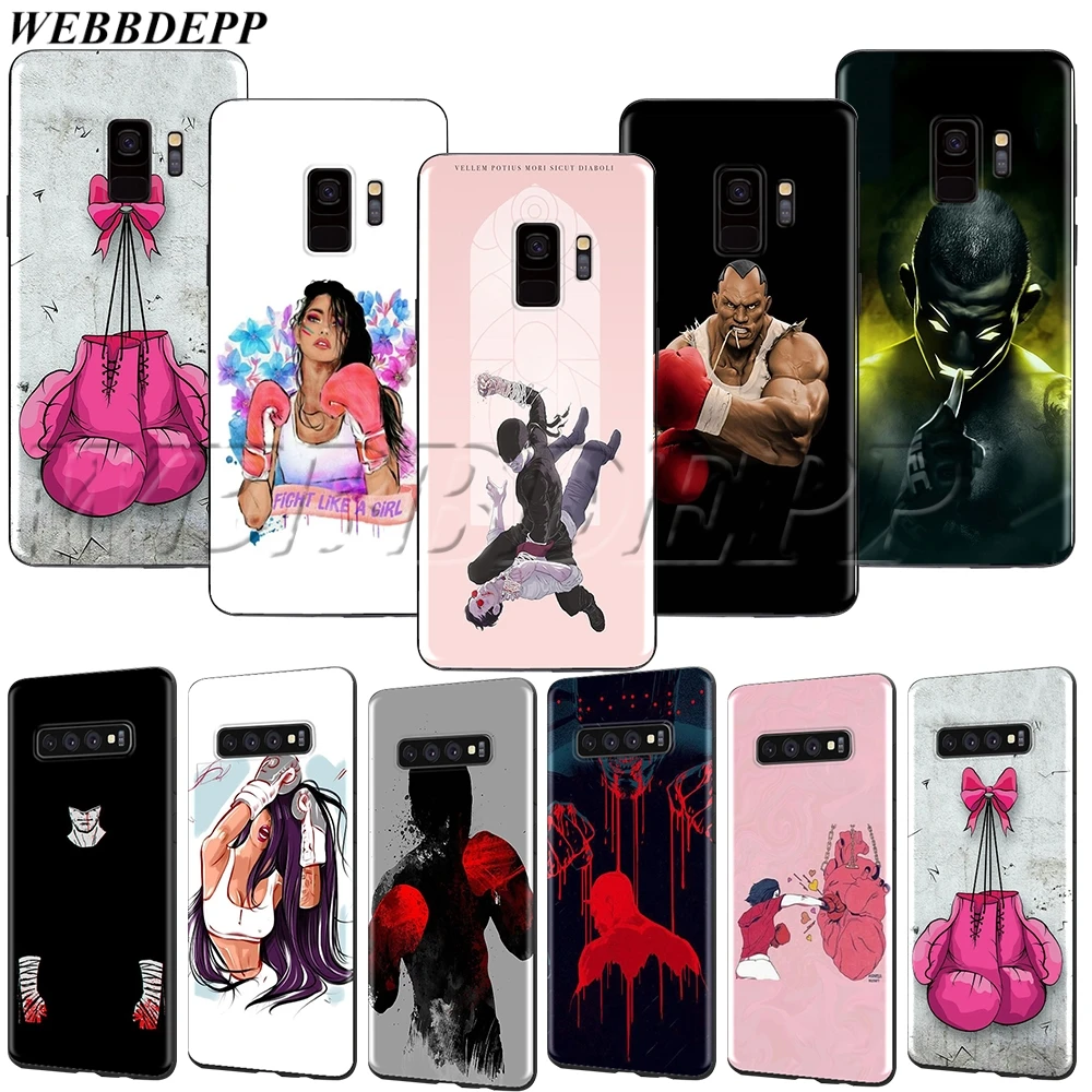 

WEBBEDEPP Boxing Girl Gloves Soft TPU Case for Samsung A3 A5 A6 A7 A8 A9 J6 Plus 2016 2017 2018