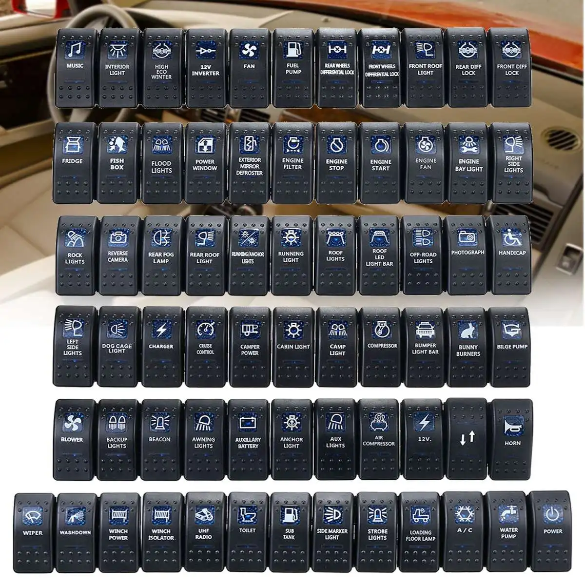 1pcs 12V 24V Car Boat Caravan Rocker Switches Waterproof Rocker Switch